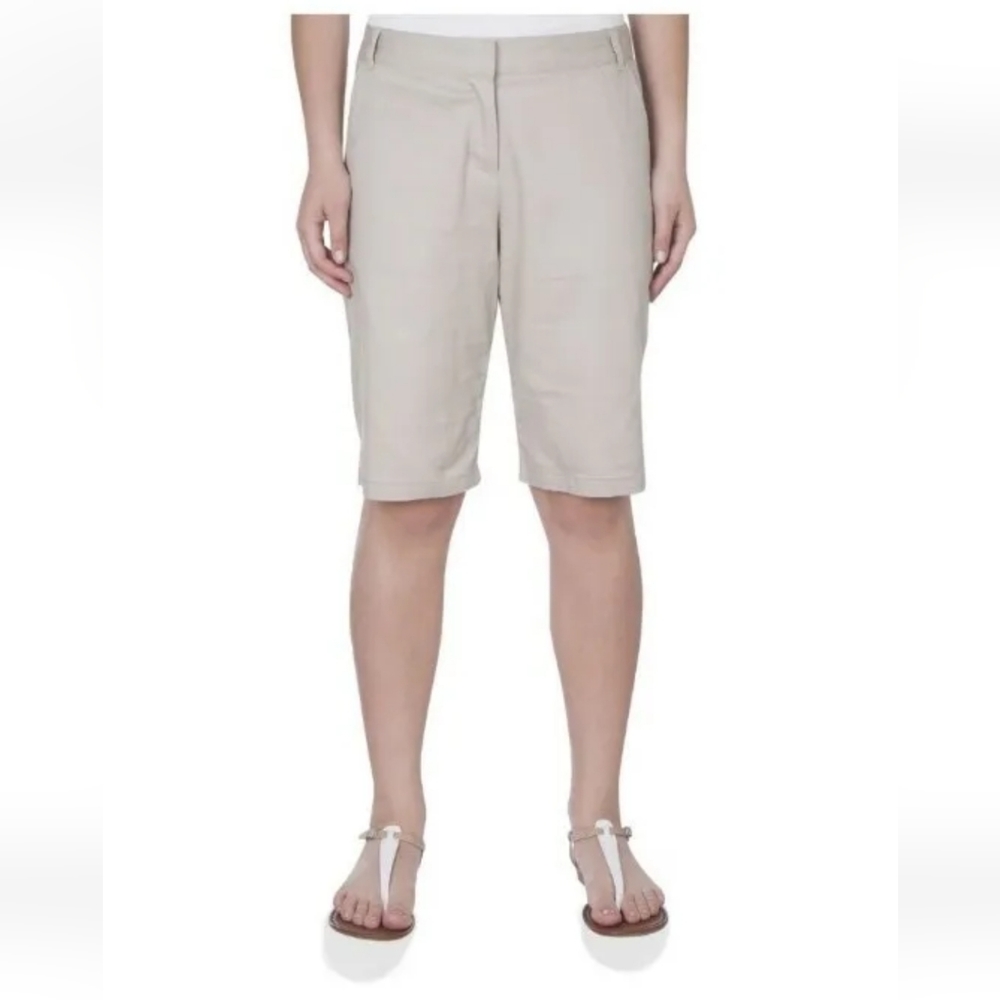 : * New girls George Juniors' School Uniform Bermuda Shorts Warm Beige Size 13